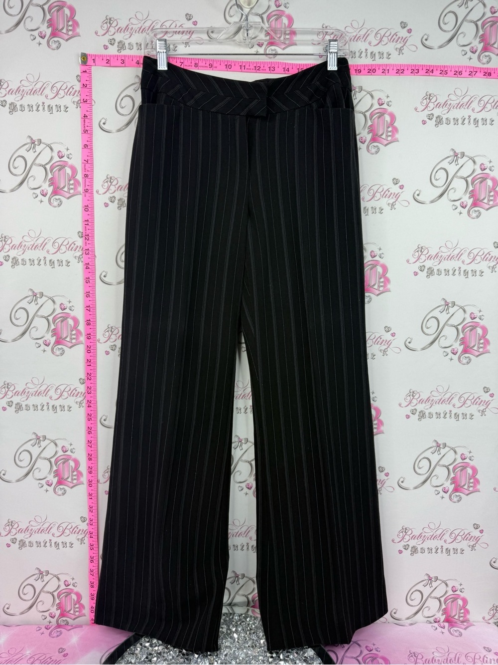 Reitmans pants y2k Wide-Leg Pinstripe Pants - Black